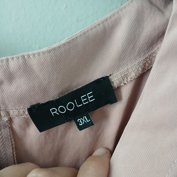 ROOLEE Women's Size 3XL Blush Pink Belted Knee Length Dress Zipper Short Sleeve - Picture 8 of 15